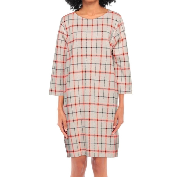 Harris Wharf London Dresses & Skirts - Harris Wharf London Plaid Midi Dress Size IT 46 Beige Cream